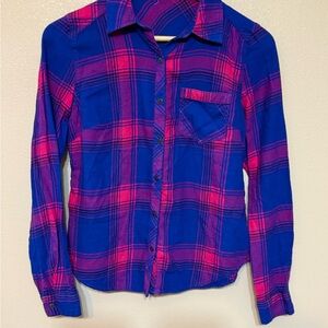 Maurices Blue and Pink Plaid Button Down Shirt